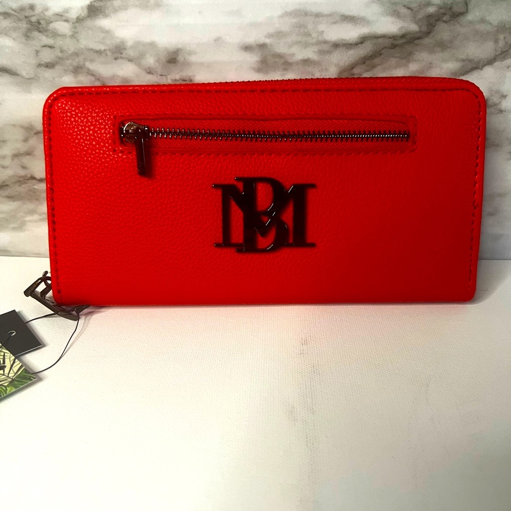 BADGLEY MISCHKA Wallet - Red Pebbled Vegan Leather NWT